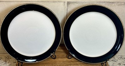 Set of 2 Denby Langley Praline Noir 9.5'' Salad/Dessert Plates Made in England