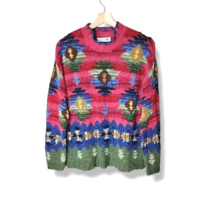 Robert Scott Vintage 90s Hand Knit Sweater Linen Cotton Size Small Southwestern