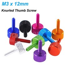 Knurled Thumb Screw M6x12mm Flat Head Aluminum Alloy Hand Tighten Bolt Colourful