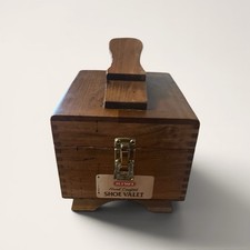 VNTG Kiwi Golden Oak Wood Shoe Shine And Polish Box With Accessories