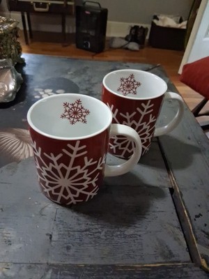 Set Of 2 Konitz Brand Snowflake Coffee Mugs