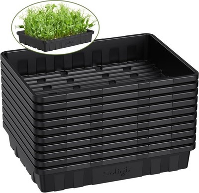 Extra Thick Heavy Duty 10 Pack Seed Starting Trays Microgreens Growing Trays