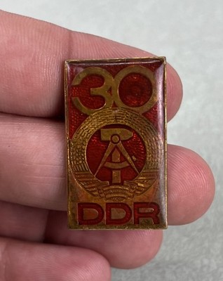 Vintage 30th Anniversary of DDR Germany Pin Compass and Hammer Design