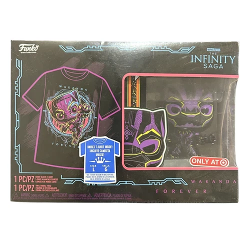 Black Panther Funko POP! Marvel: Blacklight POP & Tee - L
