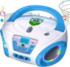 Tunes Kids Boombox CD Player for - NEW 2023 - FM Radio - Batteries Blue