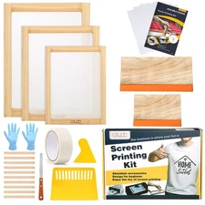 Caydo 23 pcs Screen Printing Starter Kit Frames Squeegees Inkjet Film Mask Tape
