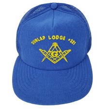 Screen Stars Dunlap Lodge 321 Masonic Trucker Hat OSFA Blue Vintage Made in USA