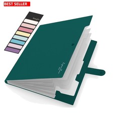 Elegant 5 Pocket Accordion File Organizer - Portable A4 Document Folder in Da...