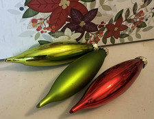 Lot of 3 Vintage Tall/Long/Skinny Teardrop Icicle Glass Christmas Ornaments