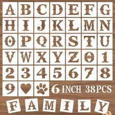 6 Inch Letter Stencils and Numbers, 38 Pcs Alphabet DIY Craft Stencils, Reusa...