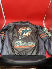Vintage G-III and Carl Banks Miami Dolphins Black Leather Jacket Men’s L
