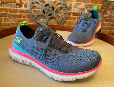 Skechers Slate Blue 5.5 Flex Appeal 2.0 Stretch Knit Slip-on Sneakers Turn New