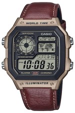 CASIO Herrenuhr Digital mit Lederband AE-1200WHL-5AVEF