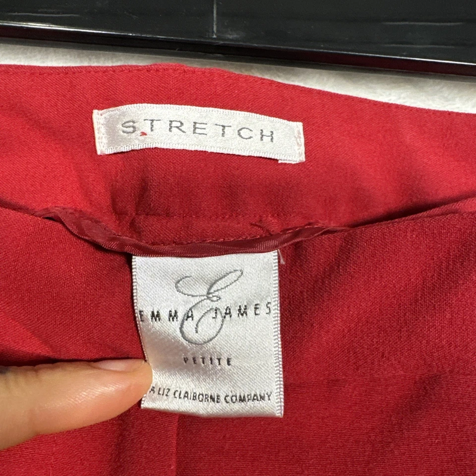 Calça social feminina Emma James mistura poli vermelha elástica com bolsos tamanho 4P pequena - Imagem 2 de 4