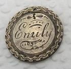 1892 Barber Dime -Beautifully Engraved Love Token - "Emily" - AU Details -Holed