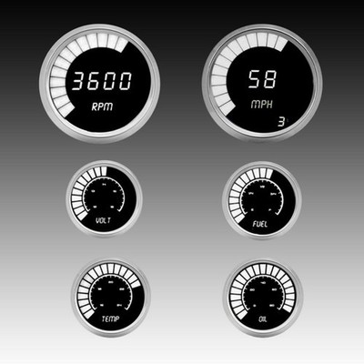 Intellitronix White LED Analog Bargraph Gauge Set With Black Bezel B9999W