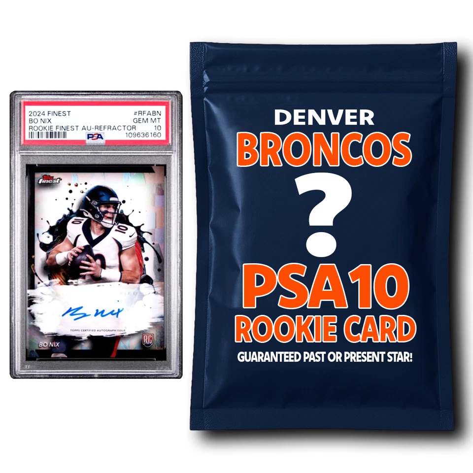 HOFSM.COM HALL OF FAME SPORTS MEMORABILIA Denver Broncos PSA 10 Graded Rookie Card Mystery Pack