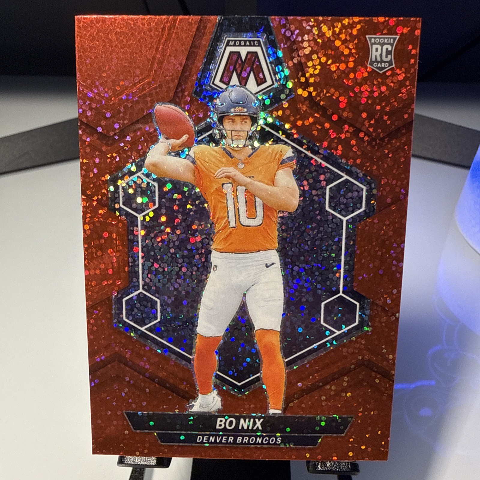 2024 Panini Mosaic - Rookies Bo Nix #312 Red Sparkle Prizm (RC)