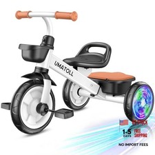 Tricycle for Toddlers 2-5 Year Old, Ajustable Toddler Bike Outdoor Toys, White