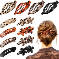 12 Pcs Flat Hair Clips for Women 3 Styles French Flat Claw Clips Strong Hold ...