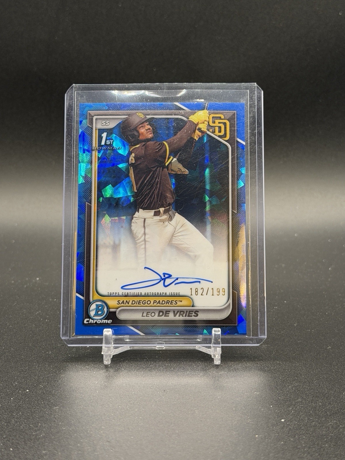 2024 Bowman Chrome Sapphire #CSPALD Padres Leo De Vries ROOKIE AUTO /199