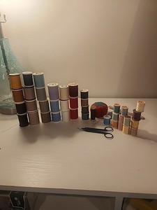 Lot of 40  Sewing  Embroidery Machine Thread and Pin Cushion Scissors Needles