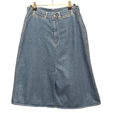 70s Sportswear International Denim Midi Skirt Boho Western Retro High Waist