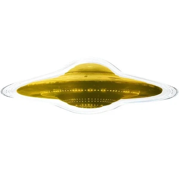 2026 Liberia - Una lettera dallo spazio esterno - moneta d'oro a forma di UFO 1/1000 oz in carta - Foto 1 di 4