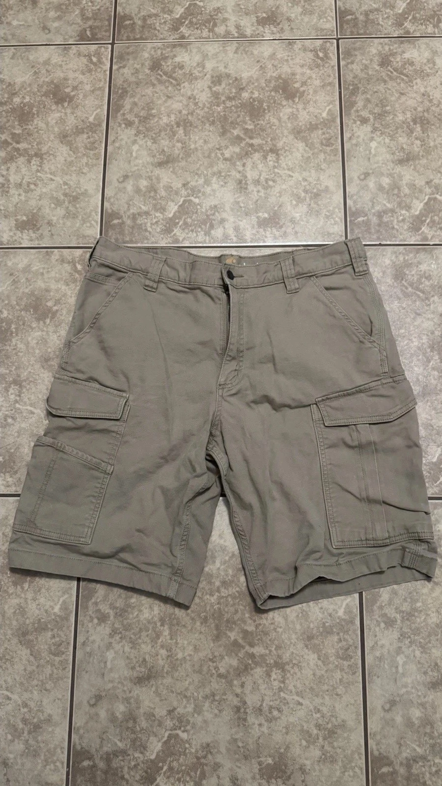 Carhartt Mens Tan Khaki Canvas Cargo Shorts 36 Relaxed Fit Workwear Utility