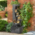 40" H Cascading Rock Water Fountain, 6-Tier Outdoor Garden Waterfall with Lights