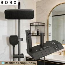 Matt Black LED Digital Rainfall Shower Head Combo 4 Function Mixer Set