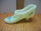 FENTON CUSTARD SLIPPER BLUE ROSE FLOWER HAND PAINTED SIGNED