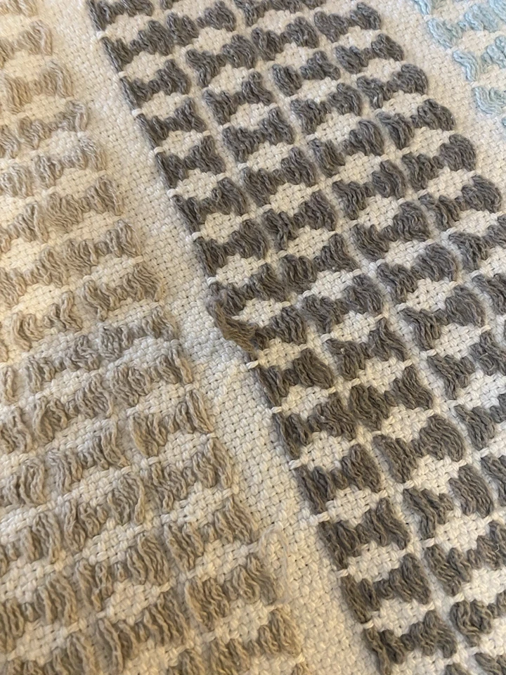 Vintage Cotton TerryCloth Chenille ThrowBlanket Fringe 63x45” Multicolor Cottage - Image 3 of 4