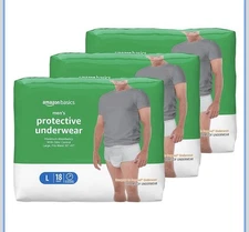 Amazon Basics Incontinence Underwear Men Absorbency Large 54 Count 3 Packs of 18