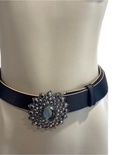 Chico's Embellished Satin Rhinestone Buckle Belt.