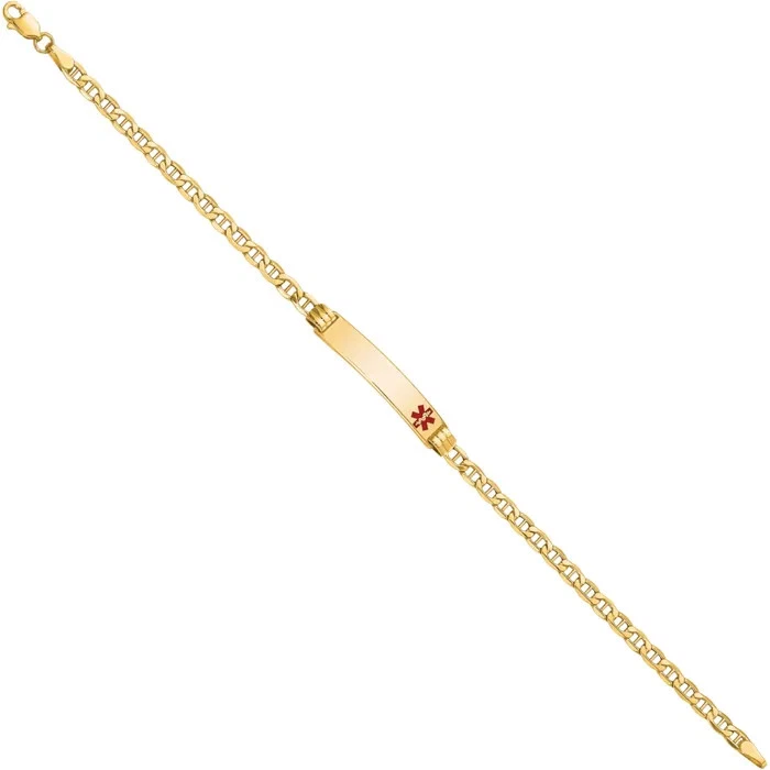 10K Solid Yellow Gold Medical Alert Mariner Link ID Bracelet - Image 2 of 4
