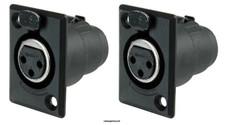 2 -Switchcraft D3FB Black XLR Mic Female 3 Pin Panel Connector Solder Terminal