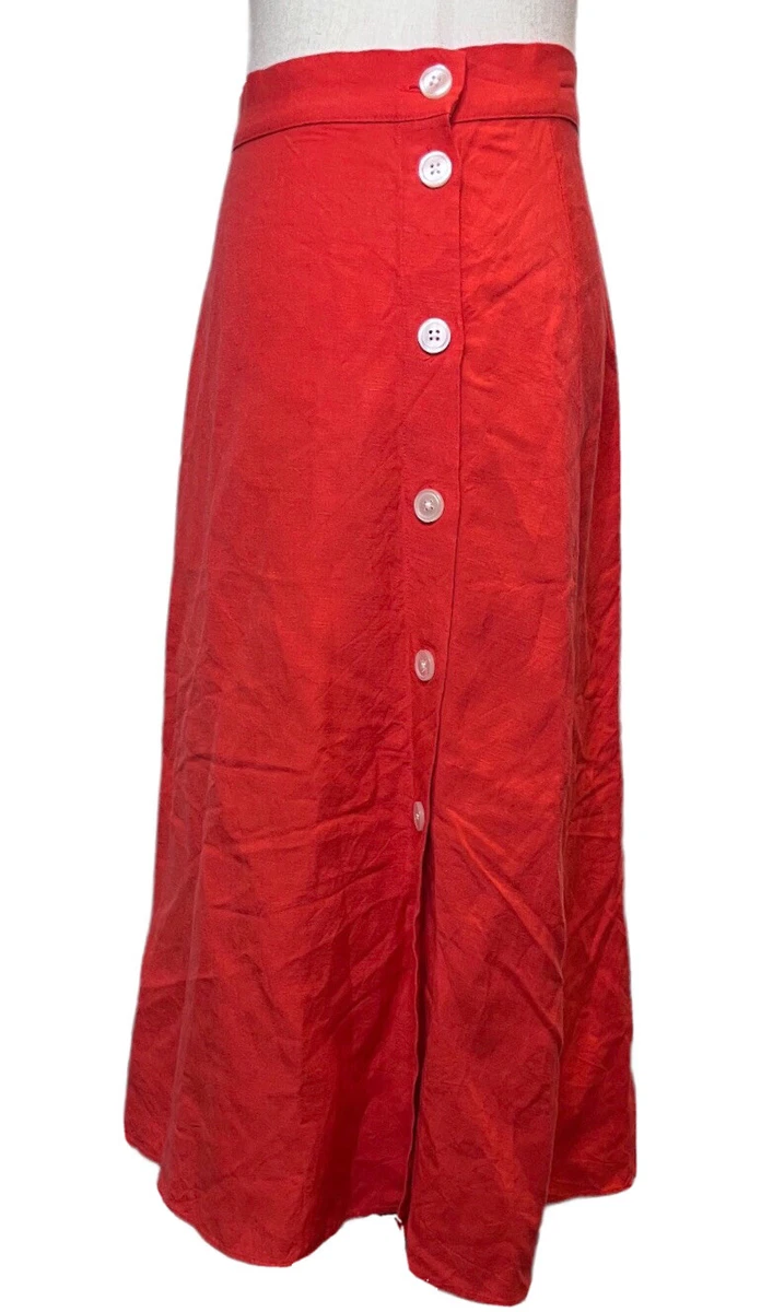 Button front skirt red cheap