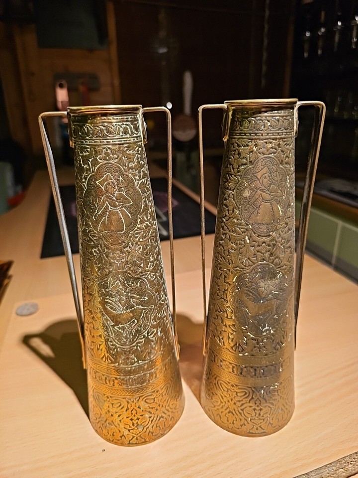 A Pair Of Brass Kinco Double Handled Vases eBay