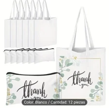 Gerrii 12 Pcs Blank DIY Craft Bag Bulk CanvasMakeup Bags Canvas Zipper White 