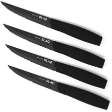 Blaq German Stainless Steel (High Carbon) Serrated Steak Knives Set of 4 Matte 