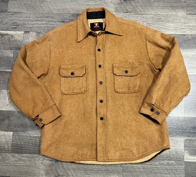Chase Large Men Vintage Orange Nep Wool Sherpa Lined CPO Shirt