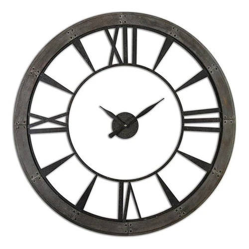 Uttermost Ronan 60" MDF Wood and Metal Wall Clock in Dark Rustic Bronze/Gray - Picture 2 of 4