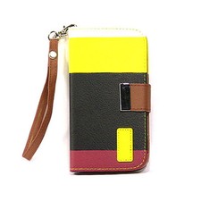 Funda de cuero tipo billetera color arco iris para Samsung Galaxy S4 - 5