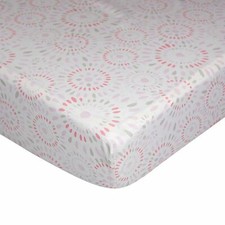 Living Textiles Jersey Fitted Crib Sheet - Pink Confetti - 100 Cotton Standard