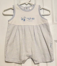 KOALA BABY Soft Cotton Knit Romper Lt Blue & White Baby Boy 0-3 Months