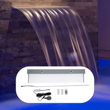7 Colors LED Light Pool Waterfall Spillway with Remote Control 36" Pool Fountain