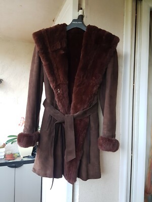 Veste Femme En Peau Et Fourrure De Lapin - Chocolat, Taille 42, Fabrication Italie, Comme Neuve
