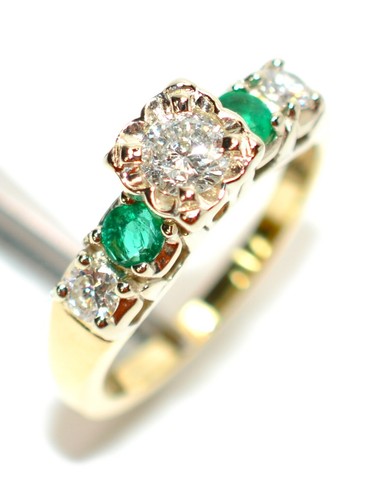 Natürlicher Diamant & Smaragd Ring 14K massiv Gold 0,64tcw Verlobungsring Mai grün - Bild 4 von 16