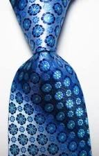 New Classic Polka Dot Blue Yellow Red JACQUARD WOVEN Silk Men's Tie Necktie